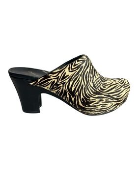Dansko Zebra Print Pony Hair Leather Clogs Heeled Platform Slides Shoes EU 39